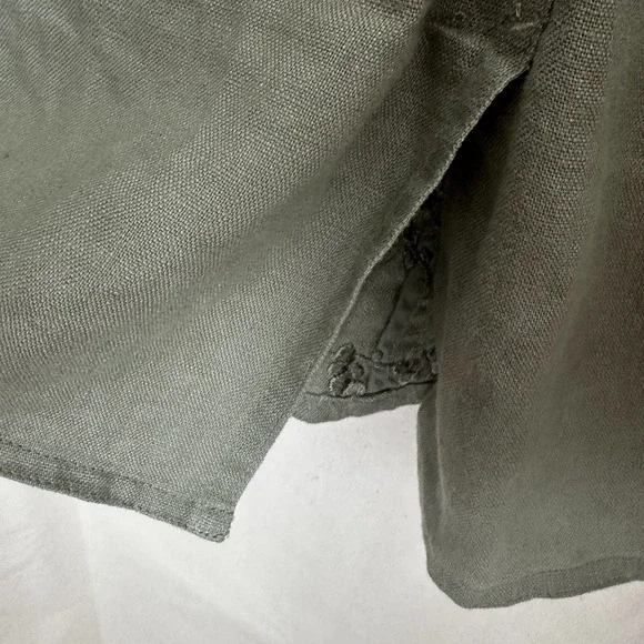 J. Jill Sage Green 100% Linen Embroidered Button Up Jacket Womens XL Lagenlook - Picture 4 of 12